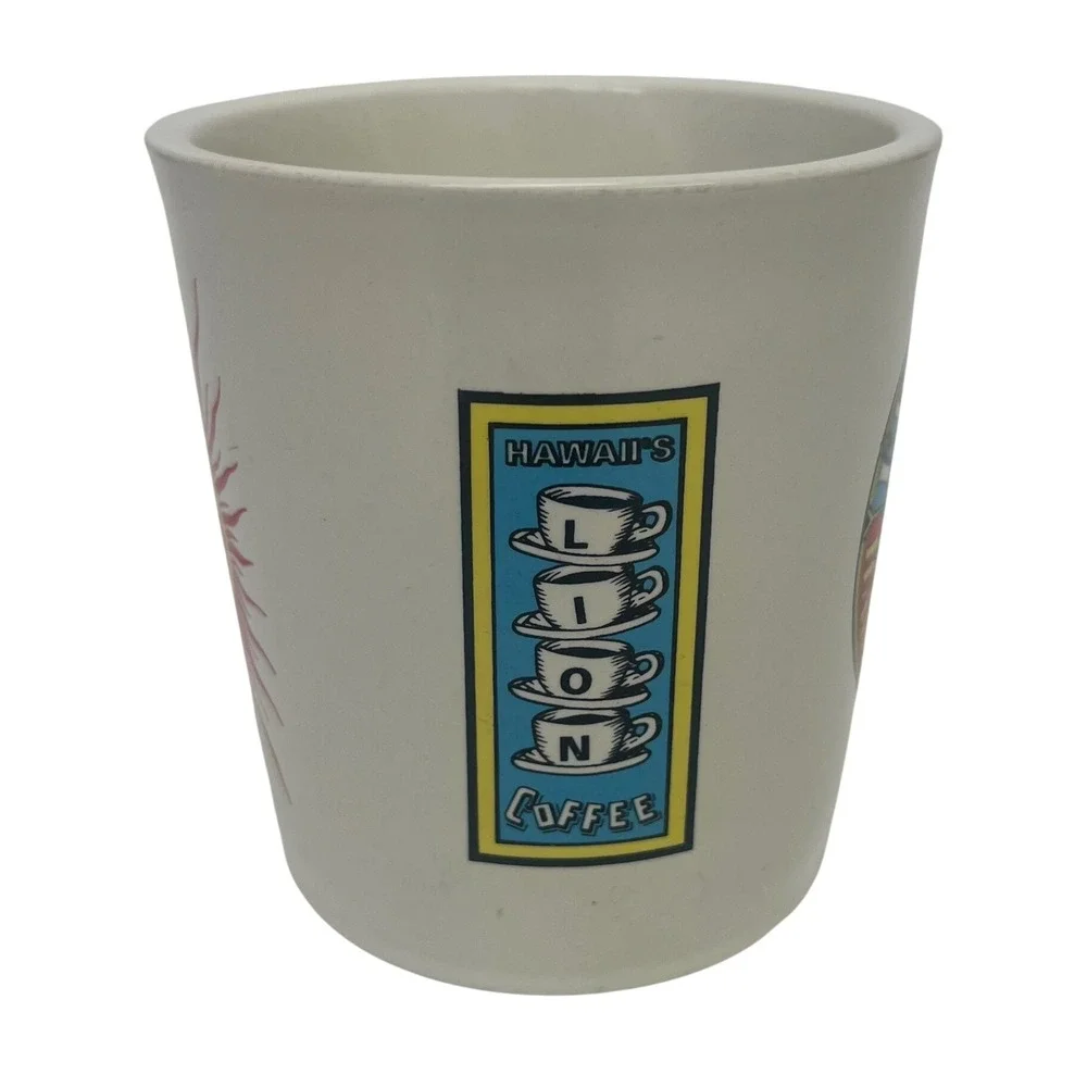VTG Lion Coffee Hawaiian Island Heavy Ceramic Diner Mug Lion Crest Logo 80's